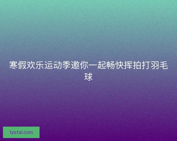 寒假欢乐运动季邀你一起畅快挥拍打羽毛球
