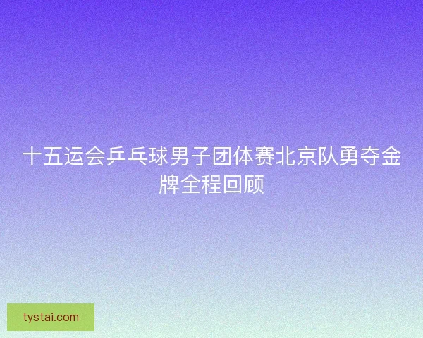 十五运会乒乓球男子团体赛北京队勇夺金牌全程回顾