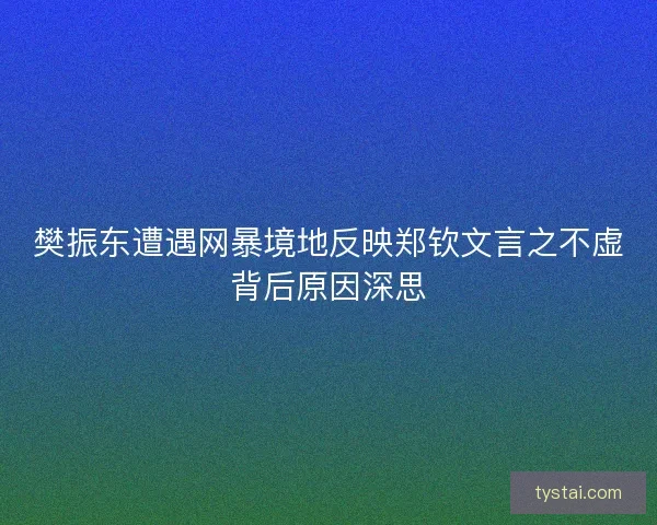 樊振东遭遇网暴境地反映郑钦文言之不虚背后原因深思